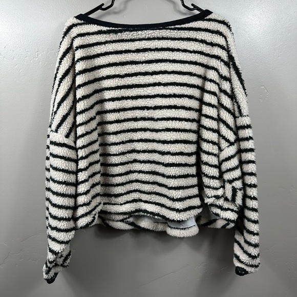 Free People Breton Striped Pullover Sweater Size Eggnog Combo - Black / Cream - Picture 4 of 7